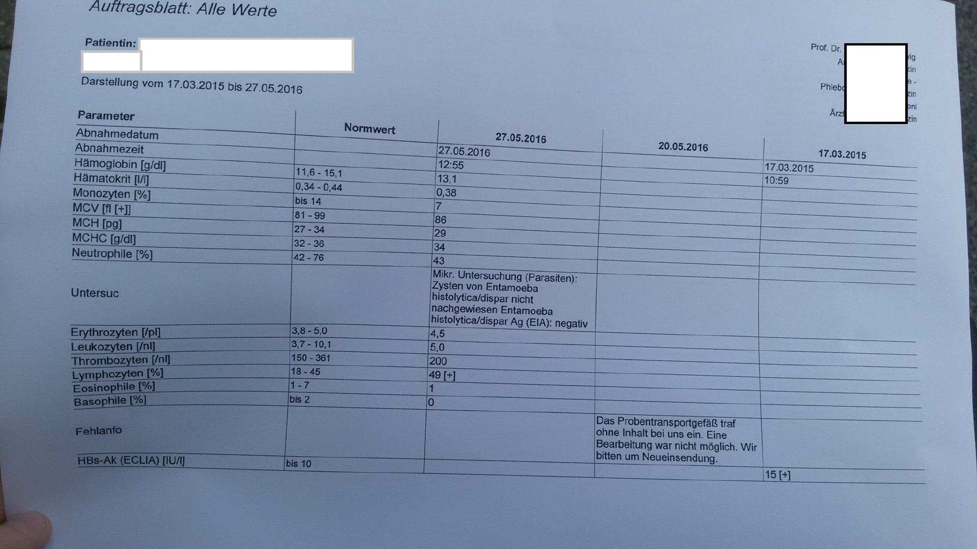 Ausschluß Entamoeba histolytica/dispar